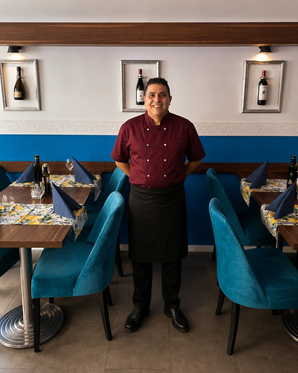 Franco, the cook at La Pasteria, in the bistro dining room